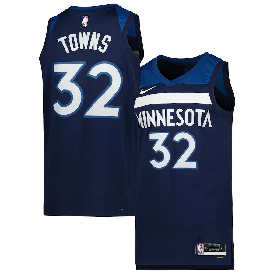 Men Minnesota Timberwolves #32 Karl-Anthony Towns Nike Navy Icon Edition 2022-23 Swingman NBA Jersey->memphis grizzlies->NBA Jersey